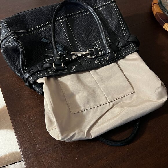 Coach Hampton Collection Black Pebbled Leather Shoulder Bag - Picture 3 of 10